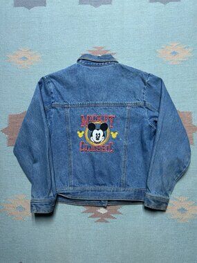 Vintage Mickey Mouse denim trucker jacket Disney cartoon classic kids large